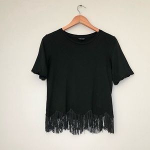 Topshop Scalloped Hem Fringe Tee